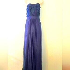 Elegant Blue Strapless Evening Gown Size 6 Chiffon Rich Blue